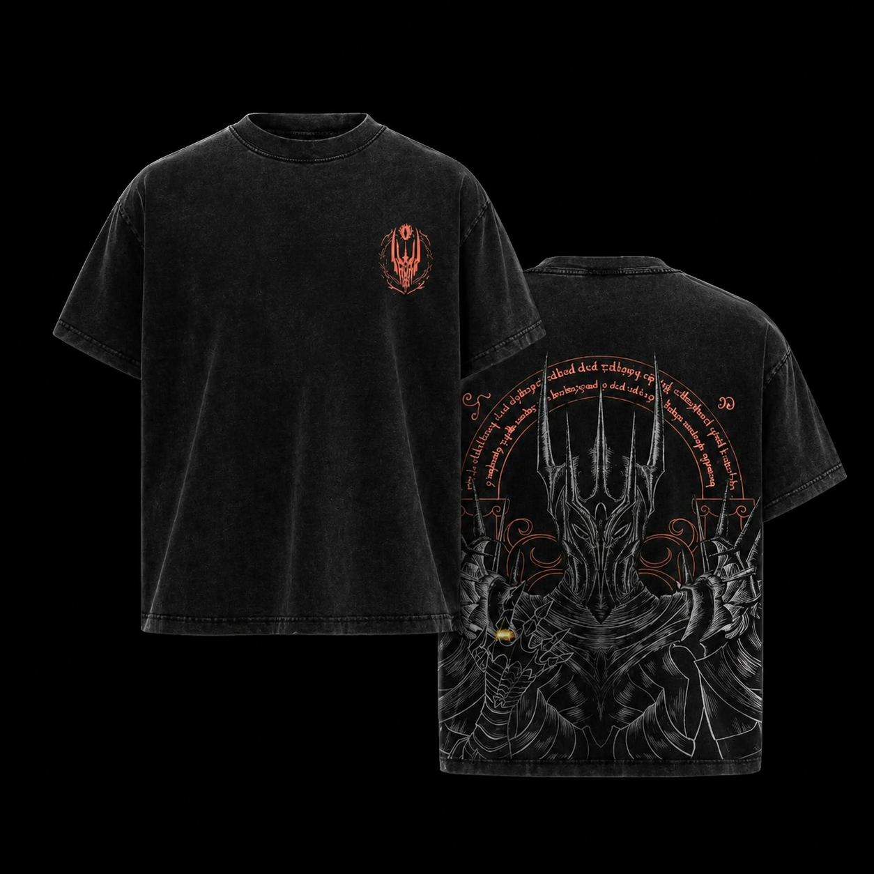 Camiseta Oversize Vintage Inspirada en Señor de los Anillos|"Dark Crown"